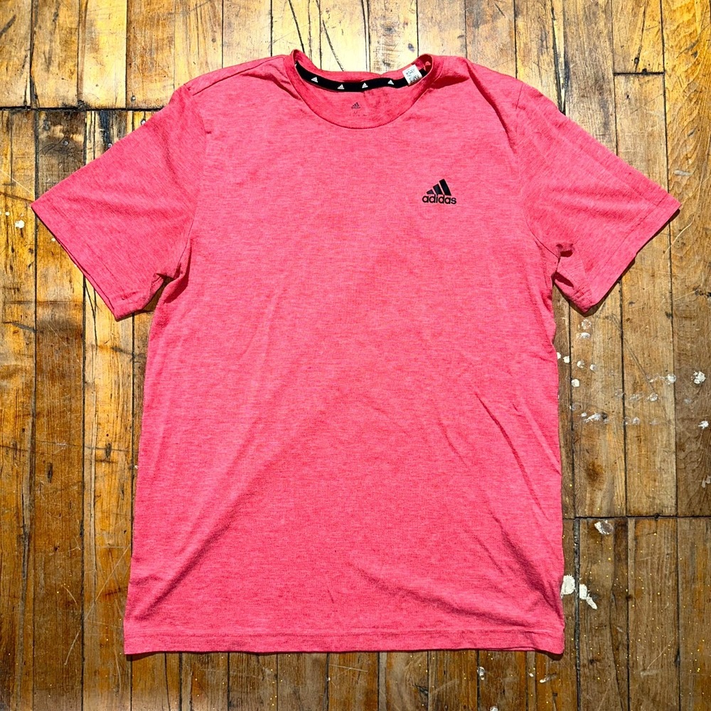 adidas Tee Shirt Mens Medium Red Heathered Logo Short Sleeve Crew Neck Retro